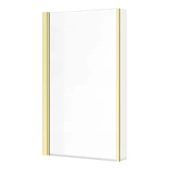 Arezzo Shower Bath - 1700mm L Shaped With Brushed Brass Screen + Matt Blue Panel -Shower Baths Discount azvb17bbd2