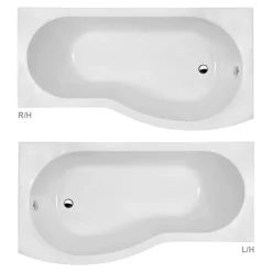 Cruze Bathroom Cruze Shower Bath - 1700mm B Shaped With Acrylic Panel -Shower Baths Discount b1700sb d2