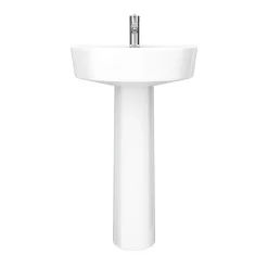 Victorian Plumbing Bianco Round Basin 1TH With Full Pedestal -Shower Baths Discount b420bp d3