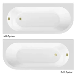 Arezzo Shower Bath (1700mm J Shaped With Brushed Brass Screen + Curved Panel) -Shower Baths Discount bbjssbnd1