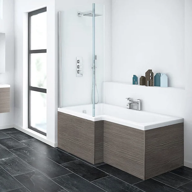 Klyn Bathroom Brooklyn Grey Avola Shower Bath - 1700mm L Shaped Incl. Screen + Panel 6 Klyn Bathroom Brooklyn Grey Avola Shower Bath - 1700mm L Shaped Incl. Screen + Panel - Image 4