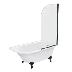 Victorian Plumbing Appleby 1550 Roll Top Shower Bath With Matt Black Screen + Leg Set