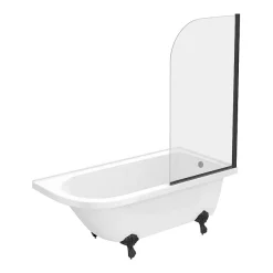 Victorian Plumbing Appleby 1700 Roll Top Shower Bath With Matt Black Screen + Leg Set -Shower Baths Discount bka17bs detail1