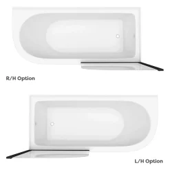 Victorian Plumbing Appleby 1700 Roll Top Shower Bath With Matt Black Screen + Leg Set -Shower Baths Discount bka17bs n d4