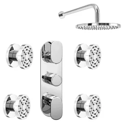 Victorian Plumbing Bosa Concealed Thermostatic Valve With Fixed Shower Head + 4 Body Jets 12 Victorian Plumbing Bosa Concealed Thermostatic Valve With Fixed Shower Head + 4 Body Jets -Shower Baths Discount bospk01 d2