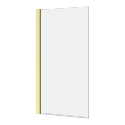 Victorian Plumbing Bordo Single Ended Bath 1700 X 750mm With Brushed Brass Hinged Square Bath Screen