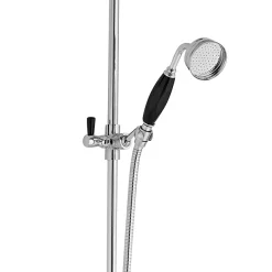 Hudson Reed Topaz Black Triple Thermostatic Shower Valve With Rigid Riser Kit + Bath Spout -Shower Baths Discount btsvt103d2