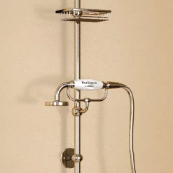 Urlington Bathroom Burlington Claremont Wall Mounted Angled Bath Shower Mixer W Riser, 9" Rose & Soap Basket -Shower Baths Discount burlingtonbirkenheadwallmountedangledbathshowermixerh365bid1