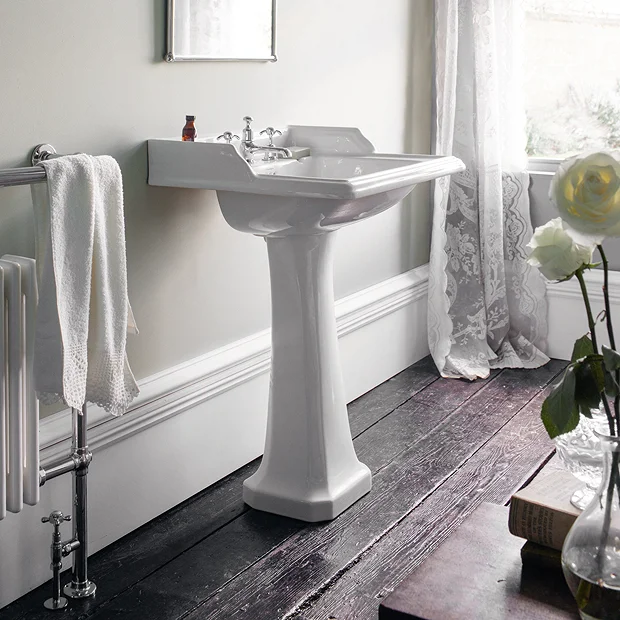 Urlington Bathroom Burlington Classic Square 65cm Basin & Pedestal 3 Urlington Bathroom Burlington Classic Square 65cm Basin & Pedestal