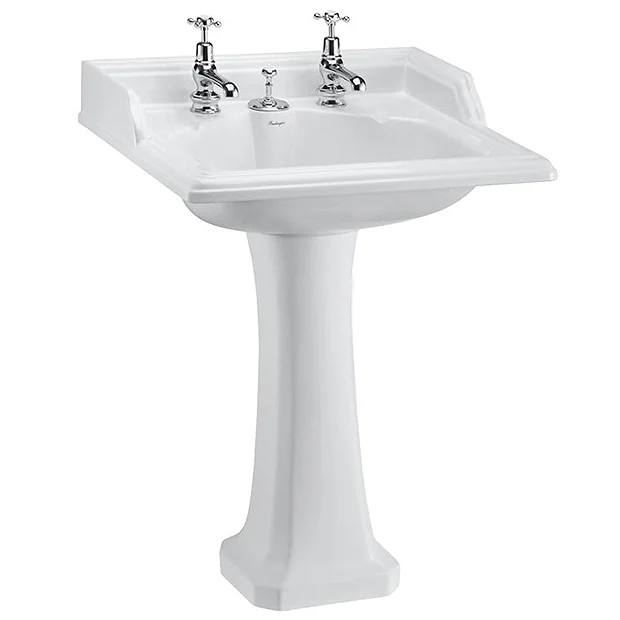 Urlington Bathroom Burlington Classic Square 65cm Basin With Invisible Overflow/Waste & Pedestal 4 Urlington Bathroom Burlington Classic Square 65cm Basin With Invisible Overflow/Waste & Pedestal - Image 2