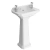 Nui Carlton Cloakroom Basin With Full Pedestal (2 Tap Hole - 515mm Wide) -Shower Baths Discount carltoncloakroombasinwithfullpedestal2taphole515mmwidelarge