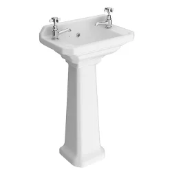 Nui Carlton Cloakroom Basin With Full Pedestal (2 Tap Hole - 515mm Wide)