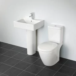Ideal Standard Connect Cube 1TH Basin + Pedestal 7 Ideal Standard Connect Cube 1TH Basin + Pedestal -Shower Baths Discount cc1thf d1