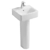 Ideal Standard Connect Cube 40cm 1TH Handrinse Basin + Pedestal -Shower Baths Discount cc401thf l
