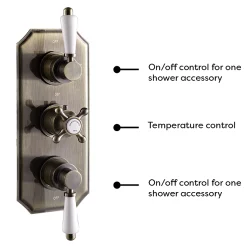 Chatsworth 1928 Antique Brass Traditional Shower With Concealed Valve, 8" Head + Handset -Shower Baths Discount ch63vabpk1d1