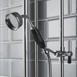 Chatsworth 1928 Black Traditional Push-Button Shower Pack With Slide Rail Kit + Wall Mounted Head -Shower Baths Discount chtbpbpk1 d2
