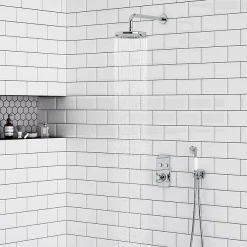 Chatsworth 1928 Traditional Push-Button Shower Valve Pack With Handset + Rainfall Shower Head