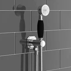 Chatsworth 1928 Black Traditional Push-Button Shower Valve Pack With Handset + Rainfall Shower Head 11 Chatsworth 1928 Black Traditional Push-Button Shower Valve Pack With Handset + Rainfall Shower Head -Shower Baths Discount chtpbpk2blk d3