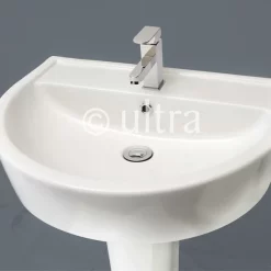 Ultra - Priory 600 Basin 1TH & Semi Pedestal -Shower Baths Discount cpr001d1