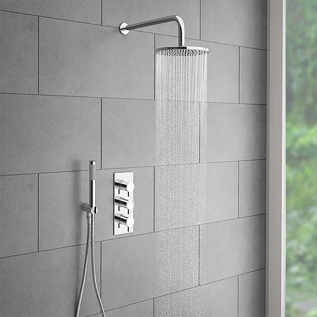 Cruze Bathroom Cruze Round Triple Thermostatic Valve With Round Shower Head + Handset 4 Cruze Bathroom Cruze Round Triple Thermostatic Valve With Round Shower Head + Handset - Image 2