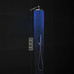 Cruze Bathroom Cruze LED Triple Thermostatic Valve With Round Shower Head + Handset 11 Cruze Bathroom Cruze LED Triple Thermostatic Valve With Round Shower Head + Handset -Shower Baths Discount cruzeledtriplethermostaticvalvewithroundshowerheadandhandset d2