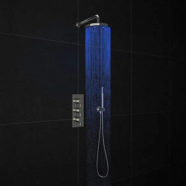 Cruze Bathroom Cruze LED Triple Thermostatic Valve With Round Shower Head + Handset 6 Cruze Bathroom Cruze LED Triple Thermostatic Valve With Round Shower Head + Handset - Image 4