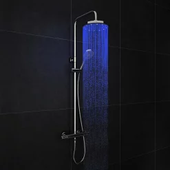 Cruze Bathroom Cruze Modern LED Thermostatic Shower - Chrome -Shower Baths Discount cruzemodernledthermostaticshowerchromed1