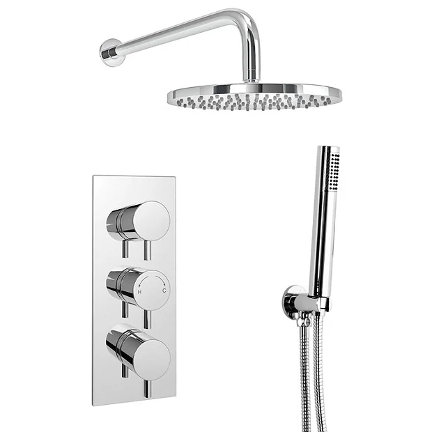 Cruze Bathroom Cruze Round Triple Thermostatic Valve With Round Shower Head + Handset 5 Cruze Bathroom Cruze Round Triple Thermostatic Valve With Round Shower Head + Handset - Image 3