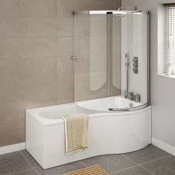 Cruze Bathroom Cruze Shower Bath Enclosure - 1700mm P-Shaped Inc. Screen + Panel -Shower Baths Discount cruzeshowerbathenclosuredetail2
