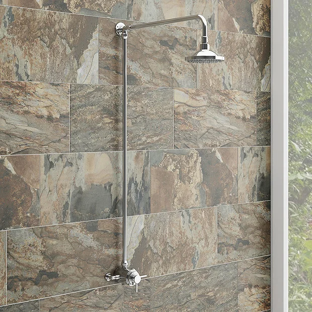 Victorian Plumbing Orion Modern Twin Exposed Thermostatic Shower Valve + Rigid Riser 4 Victorian Plumbing Orion Modern Twin Exposed Thermostatic Shower Valve + Rigid Riser - Image 2