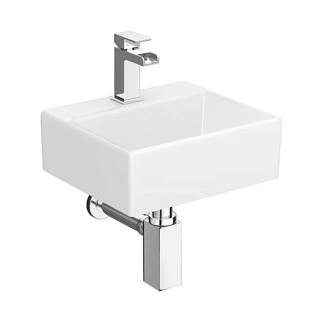 Victorian Plumbing Cubetto Wall Hung Basin With Tap Package - 1 Tap Hole 4 Victorian Plumbing Cubetto Wall Hung Basin With Tap Package - 1 Tap Hole - Image 2