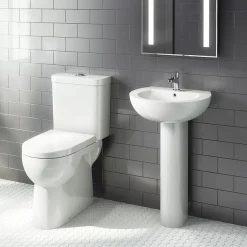 Cove 550mm Basin And Full Pedestal Set - 1 Tap Hole