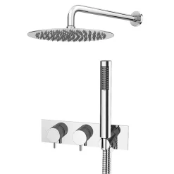Cruze Bathroom Cruze Round Wall Mounted Thermostatic Shower Valve With Handset + 300mm Fixed Shower Head -Shower Baths Discount czsvhpk3 n l