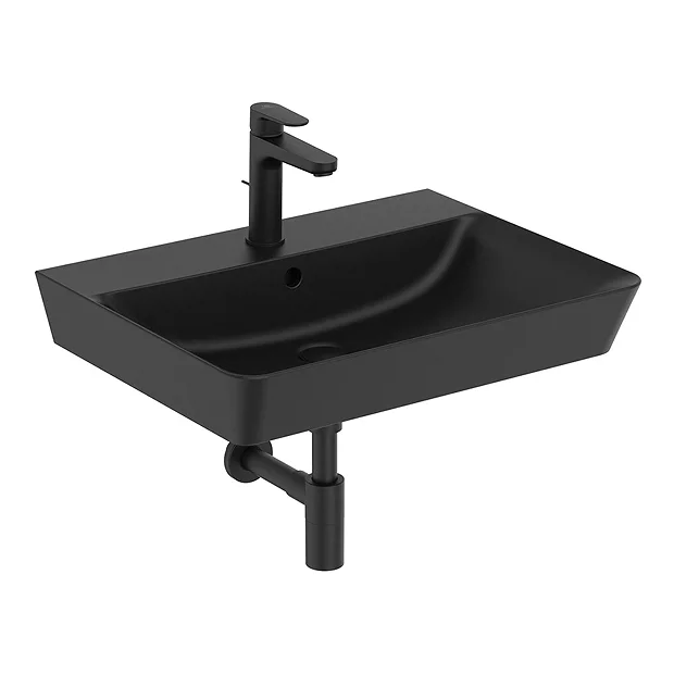 Ideal Standard Connect Air Cube Silk Black 600mm Wall Mounted / Vanity Basin 5 Ideal Standard Connect Air Cube Silk Black 600mm Wall Mounted / Vanity Basin - Image 3