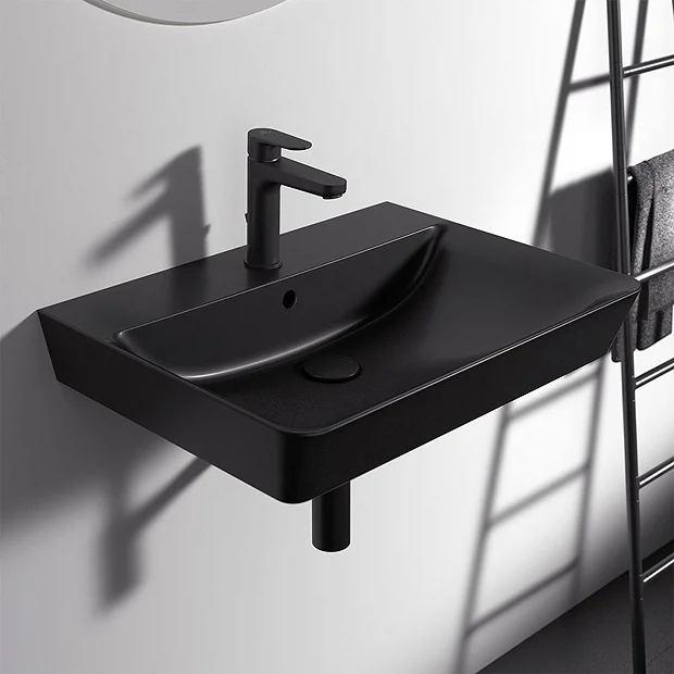 Ideal Standard Connect Air Cube Silk Black 600mm Wall Mounted / Vanity Basin 4 Ideal Standard Connect Air Cube Silk Black 600mm Wall Mounted / Vanity Basin - Image 2
