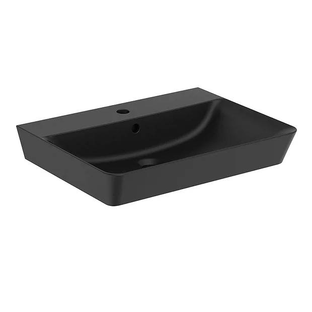Ideal Standard Connect Air Cube Silk Black 600mm Wall Mounted / Vanity Basin 3 Ideal Standard Connect Air Cube Silk Black 600mm Wall Mounted / Vanity Basin