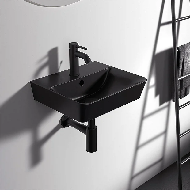 Ideal Standard Connect Air Cube Silk Black 400mm Wall Mounted / Vanity Basin 4 Ideal Standard Connect Air Cube Silk Black 400mm Wall Mounted / Vanity Basin - Image 2