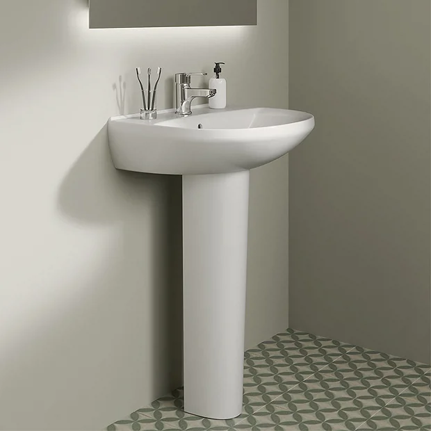 Ideal Standard Eurovit+ 550mm 1 Tap Hole Basin + Pedestal 4 Ideal Standard Eurovit+ 550mm 1 Tap Hole Basin + Pedestal - Image 2