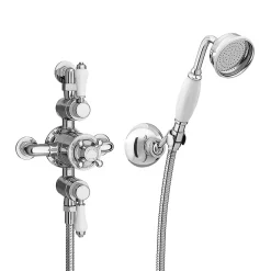 Chatsworth 1928 Triple Exposed Thermostatic Shower (inc. Valve, Elbow, Handset + Fixed Shower Head) 10 Chatsworth 1928 Triple Exposed Thermostatic Shower (inc. Valve, Elbow, Handset + Fixed Shower Head) -Shower Baths Discount egly25vpk1 detail1