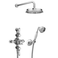 Chatsworth 1928 Triple Exposed Thermostatic Shower (inc. Valve, Elbow, Handset + Fixed Shower Head) 12 Chatsworth 1928 Triple Exposed Thermostatic Shower (inc. Valve, Elbow, Handset + Fixed Shower Head) -Shower Baths Discount egly25vpk1d3n