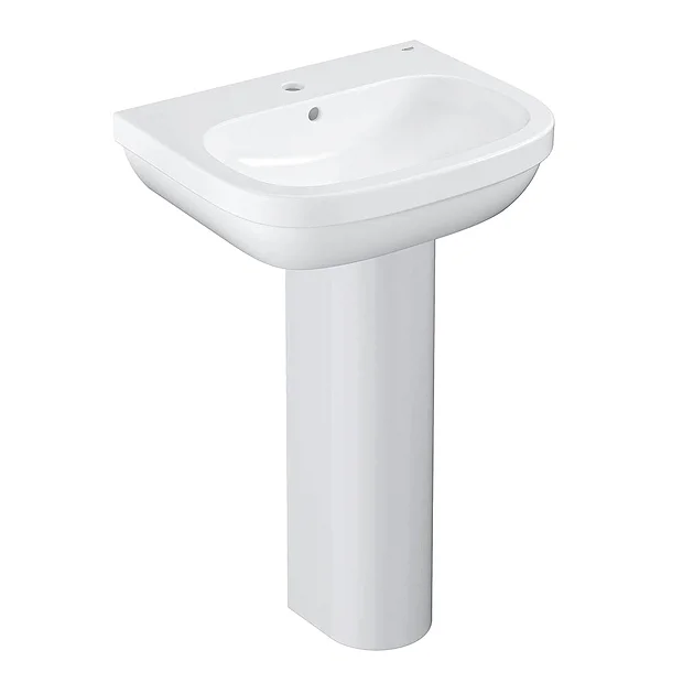 Grohe Euro Ceramic 550mm 1TH Basin + Full Pedestal 4 Grohe Euro Ceramic 550mm 1TH Basin + Full Pedestal - Image 2