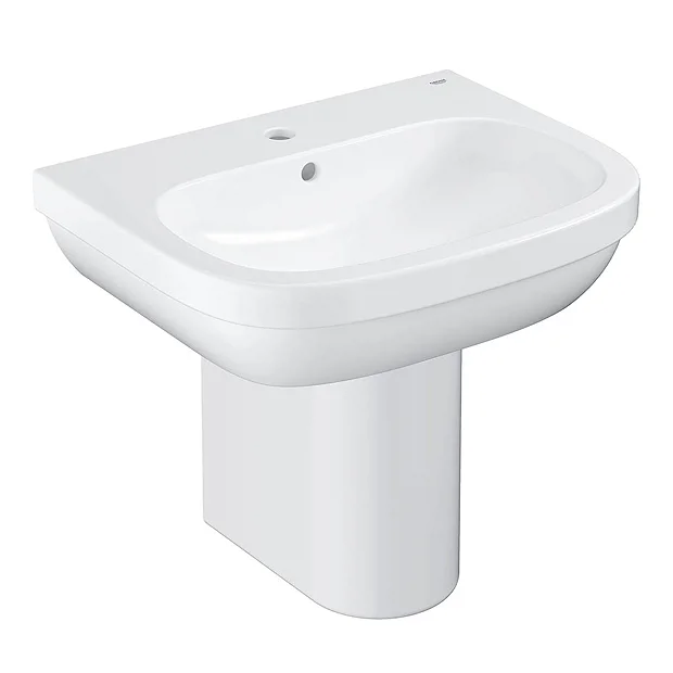 Grohe Euro Ceramic 550mm 1TH Basin + Half Pedestal 4 Grohe Euro Ceramic 550mm 1TH Basin + Half Pedestal - Image 2