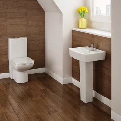 Victorian Plumbing Genova Modern Basin With Pedestal - 1 Tap Hole