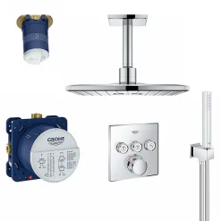 Grohe Grohtherm Smartcontrol Perfect Shower With Ceiling Mounted 310 Cube Shower Head + FREE BASIN TAP 9 Grohe Grohtherm Smartcontrol Perfect Shower With Ceiling Mounted 310 Cube Shower Head + FREE BASIN TAP -Shower Baths Discount gsb1 24166003 d1