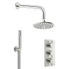 Crosswater MPRO Brushed Stainless Steel Effect 2 Outlet 3-Handle Shower Bundle -Shower Baths Discount gtlpro2000v l