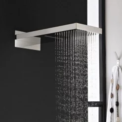 Milan Bathroom Milan Square Triple Valve With Diverter, Fixed Water Blade Shower Head + 6 Body Jets -Shower Baths Discount head48 d1