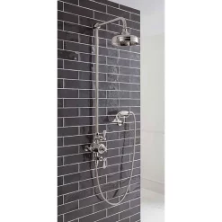 Crosswater - Belgravia Thermostatic Shower Valve With Fixed Head, Handset & Wall Cradle - Nickel -Shower Baths Discount hg cradlen d2