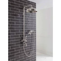 Crosswater - Belgravia Thermostatic Shower Valve With Fixed Head, Handset & Wall Cradle - Nickel -Shower Baths Discount hg cradlen d3