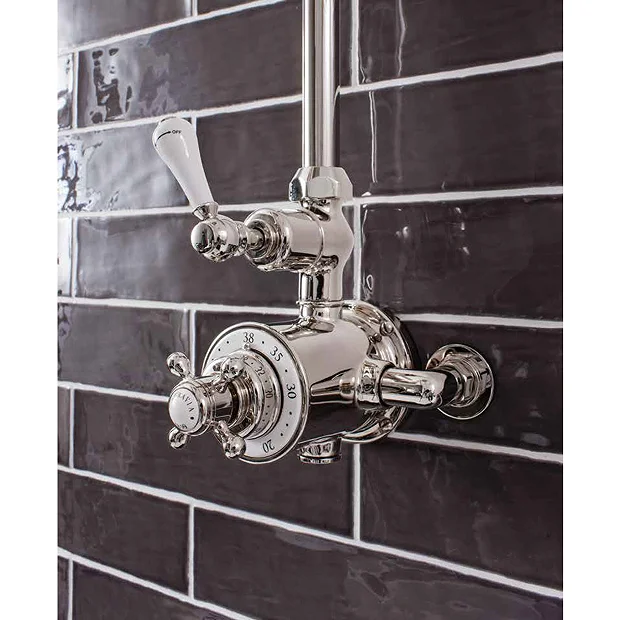Crosswater - Belgravia Thermostatic Shower Valve With Fixed Head - Nickel 6 Crosswater - Belgravia Thermostatic Shower Valve With Fixed Head - Nickel - Image 4