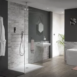 Triton HOME Digital Mixer Shower All-in-One With Square Fixed Head & Outlet Elbow Handset Holder (High Pressure) -Shower Baths Discount homdmchhsqm d1 1